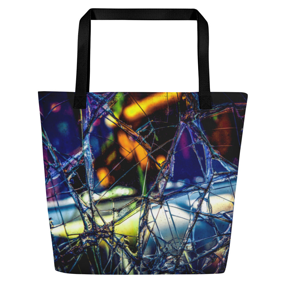 Broken Glass All-Over Print Large Tote Bag