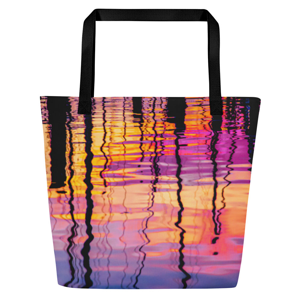 Boat Mast Reflections All-Over Print Large Tote Bag