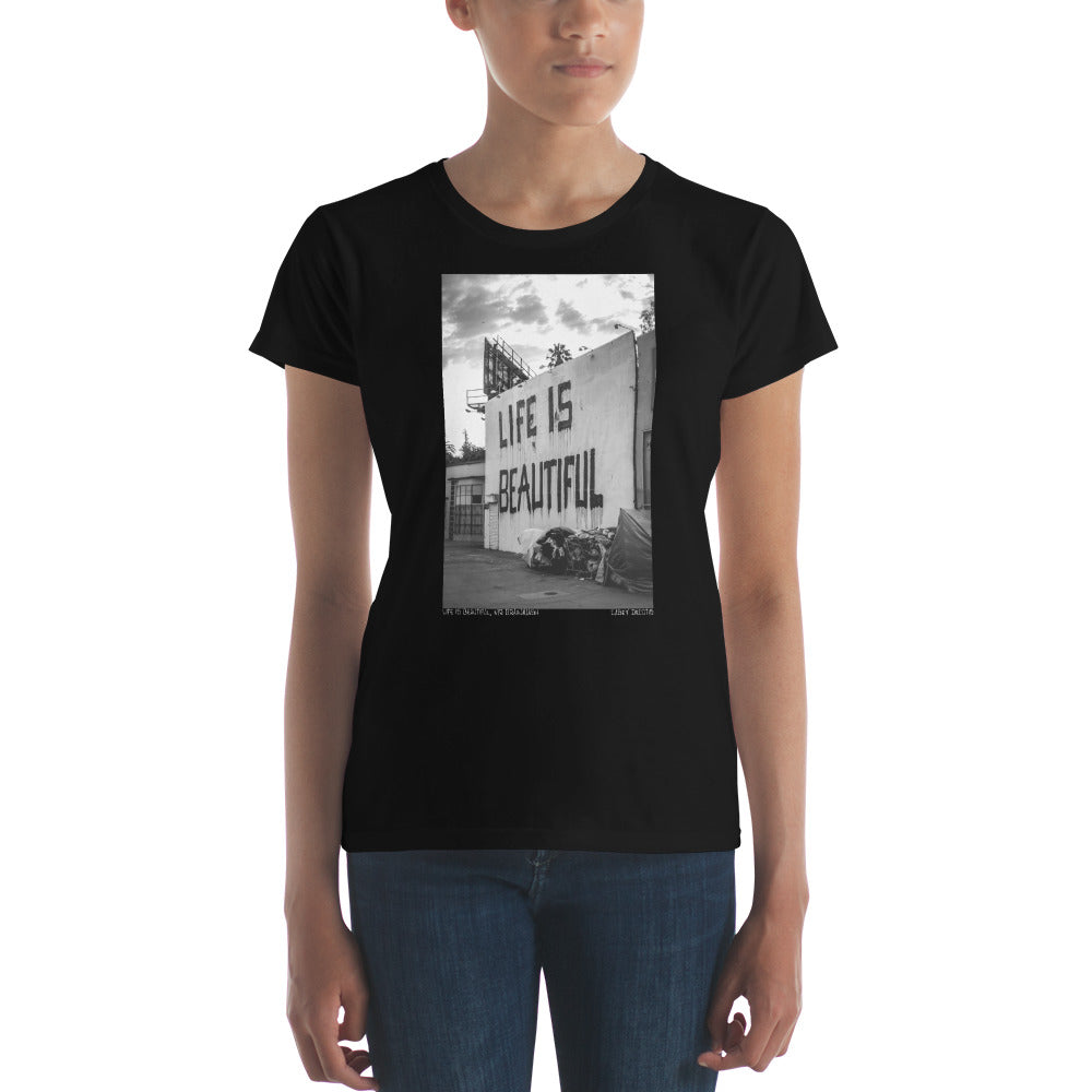 Life is Beautiful mural Los Angeles Women's short sleeve t-shirt