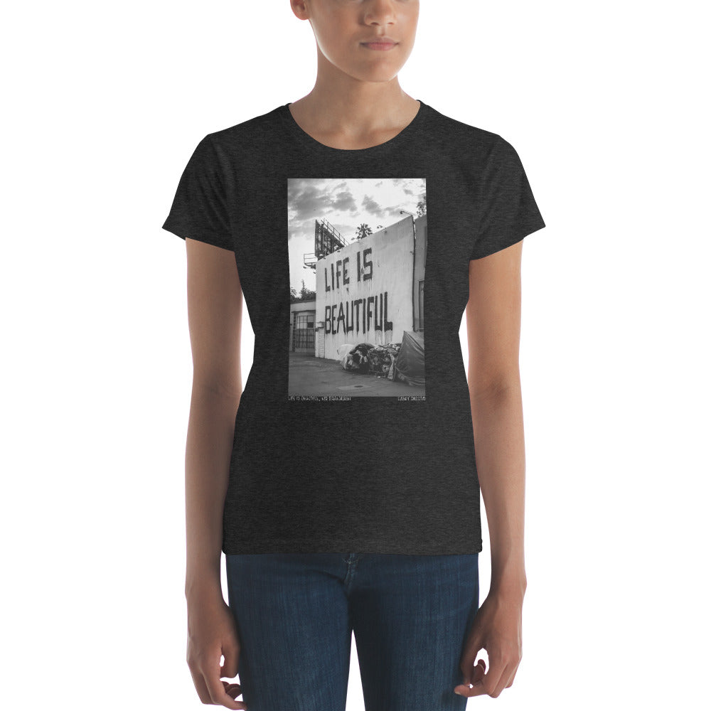 Life is Beautiful mural Los Angeles Women's short sleeve t-shirt